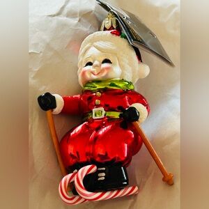 Christmas Ornament Glass Mrs Claus Skiing Robert Stanley